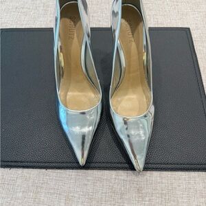 SCHUTZ Metallic Silver Pointed-Toe Stiletto Pumps